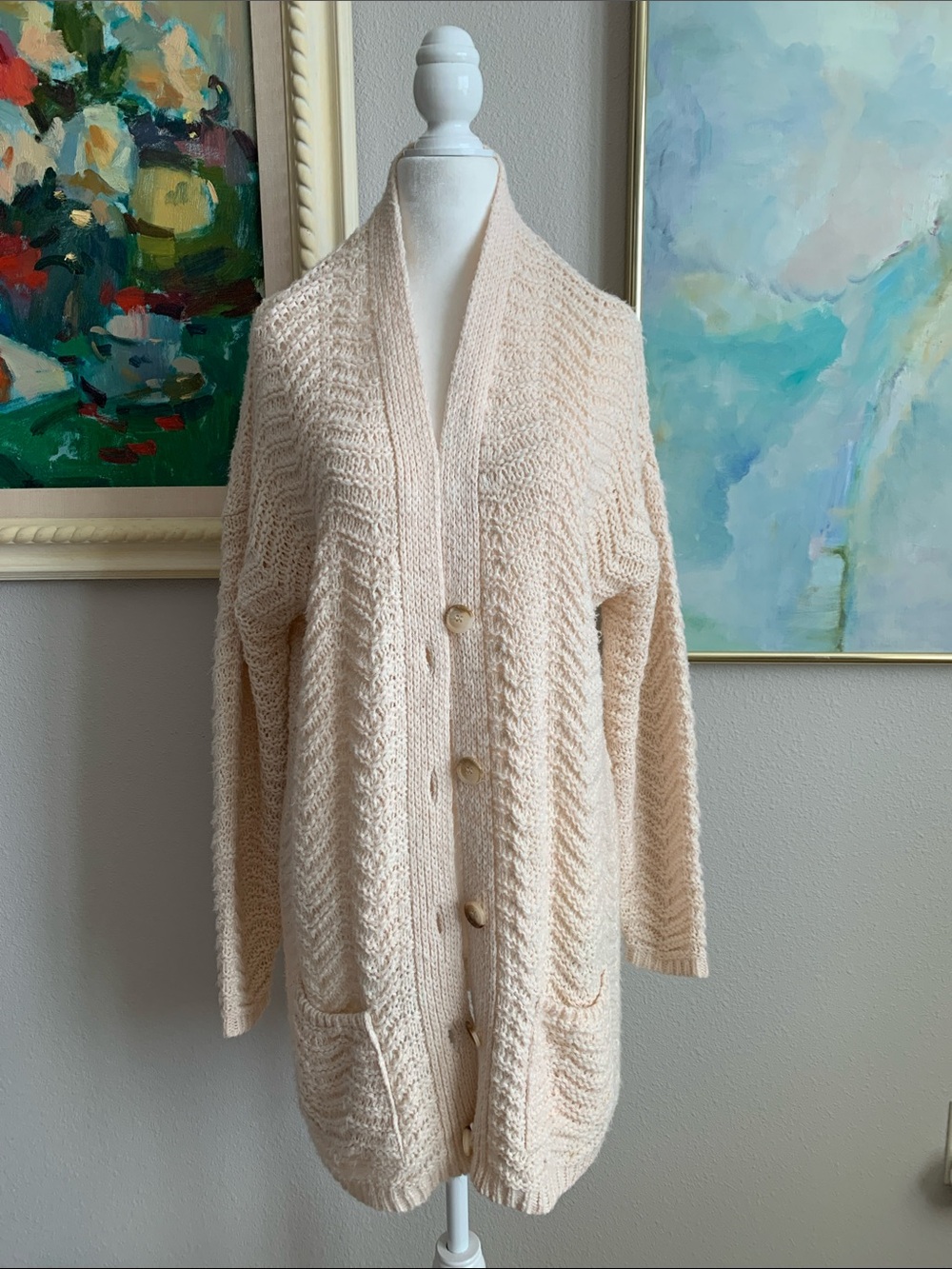 Kimchi Blue Cream Button-Front Knit Cardigan